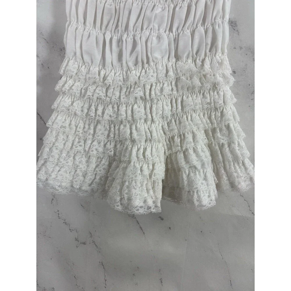 Vintage 60s Ruffled Bloomers kawaii White Pettipants M Coquette Poofy Ruffle - Picture 15 of 16